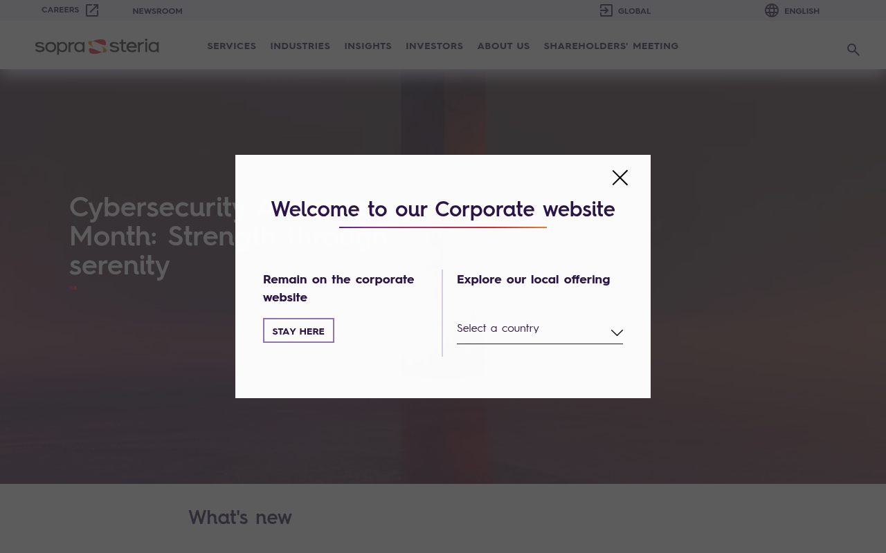 Capture d'écran de la page d'accueil de soprasteria.com