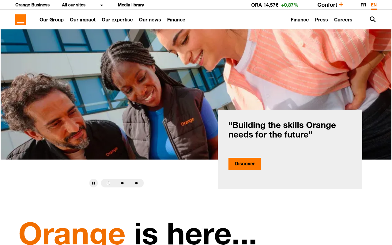 Capture d'écran de la page d'accueil de orange.com