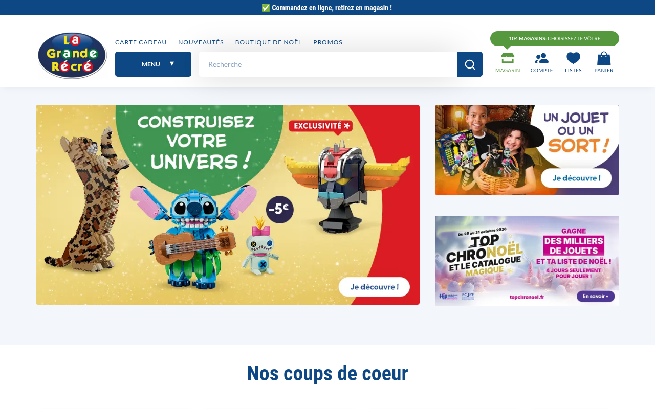 Capture d'écran de la page d'accueil de lagranderecre.fr