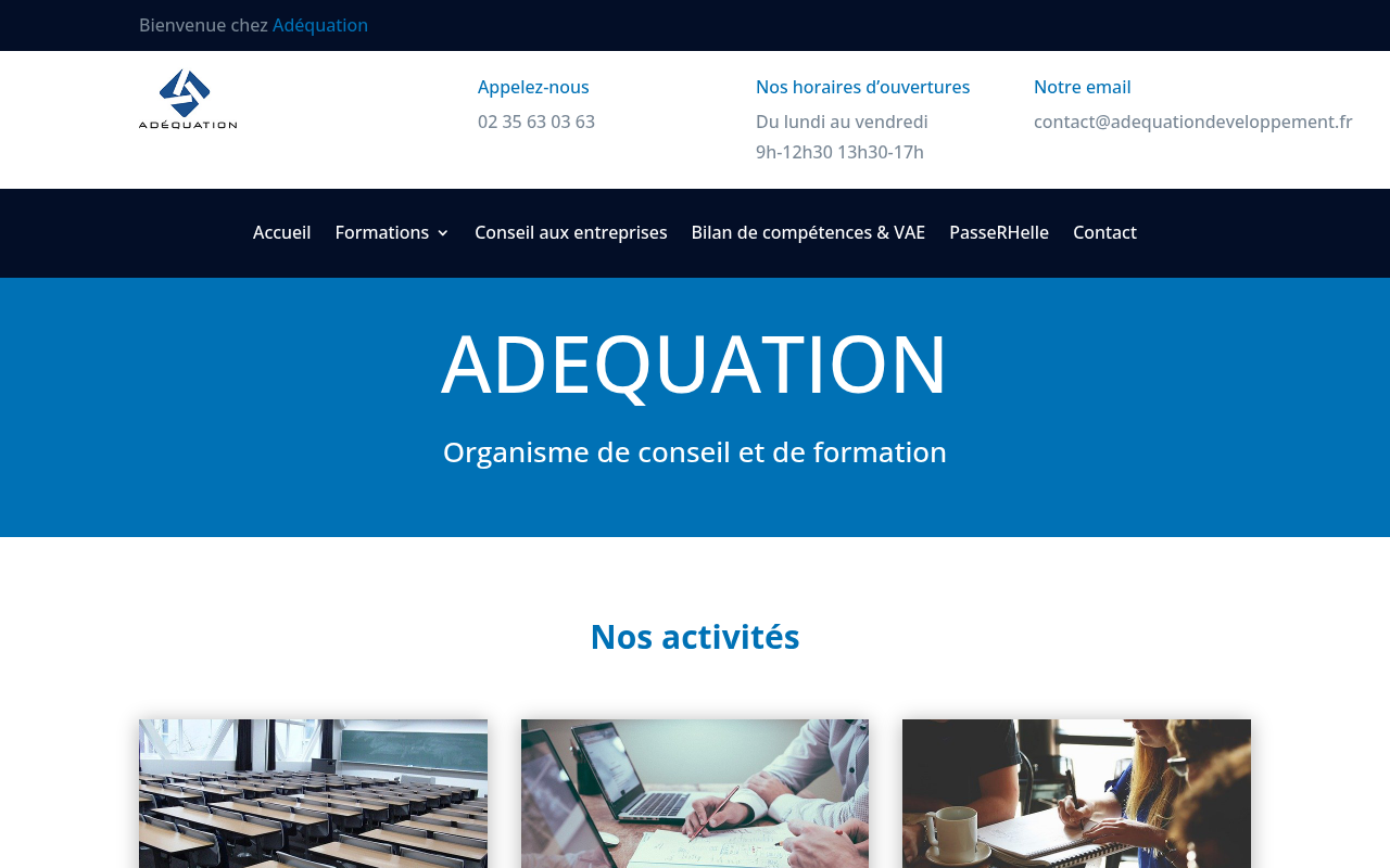Capture d'écran de la page d'accueil de adequationdeveloppement.fr