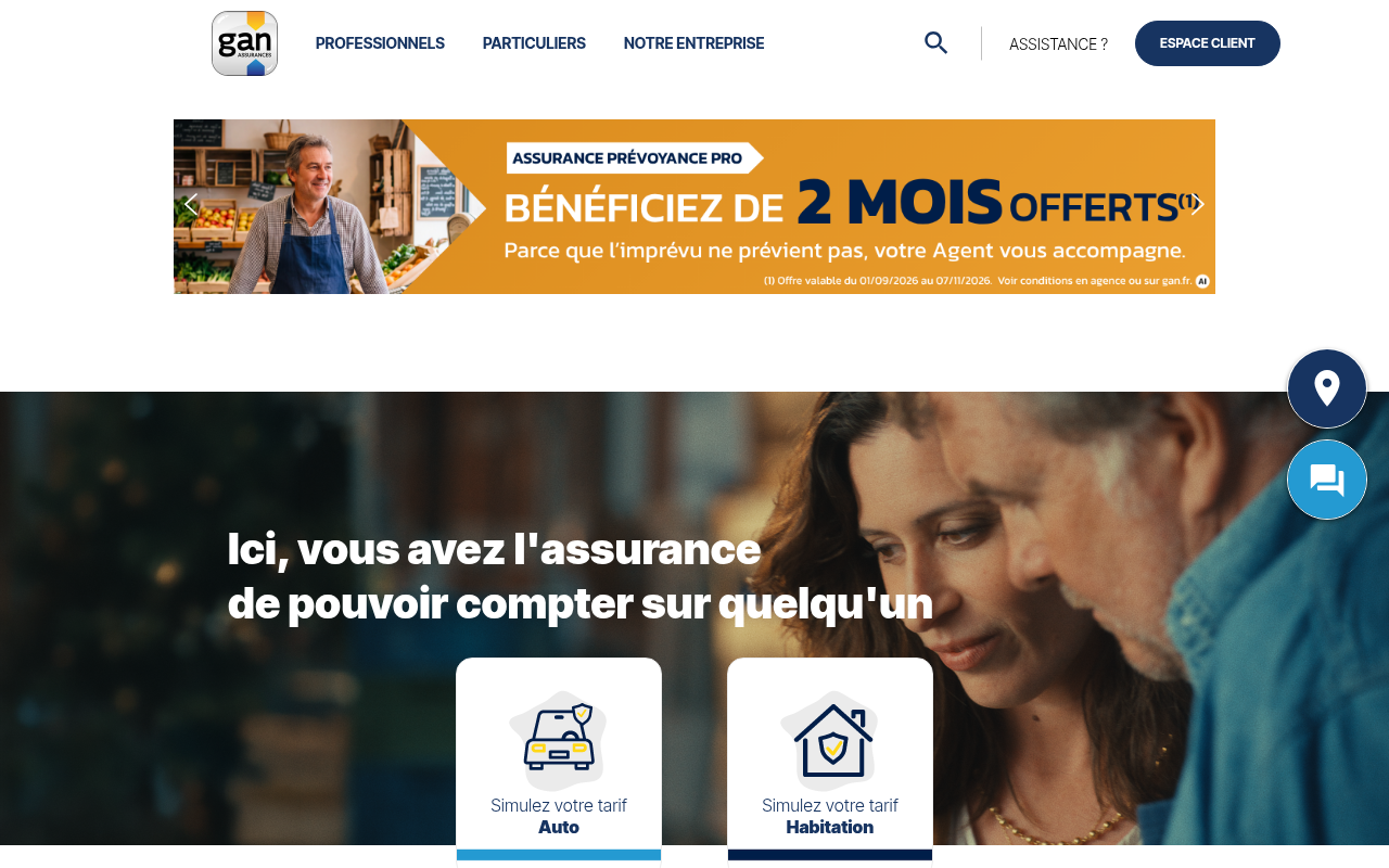 Capture d'écran de la page d'accueil de gan.fr
